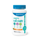 Progressive Complete Calcium Kids Orange Passion Fruit flavor chewable tablets bottle, containing 120 tablets, designed to support children's bone health with a tasty orange passion fruit flavor.