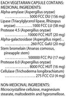 Ingredient label snip – Zoomed-in crop of the back label descriptors, showing key details like “7‑enzyme blend,” benefits for digestion and nutrient absorption, and statements about aiding digestion of fats, proteins, carbs, and fiber.