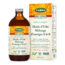 A bottle of Flora Udo's Choice Udo's Oil Omega 3+6+9 Blend +DHA next to its packaging box.