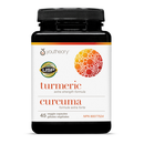 Youtheory Turmeric Extra Strength Formula (45 VCaps) – A bottle of dietary supplement featuring turmeric root extract for enhanced joint and inflammation support, with 45 vegetarian capsules inside.