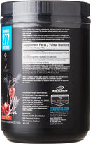 Close-up of Kre-Alkalyn EFX Creatine powder in Cherry Bomb flavor, showing fine texture and product scoop.