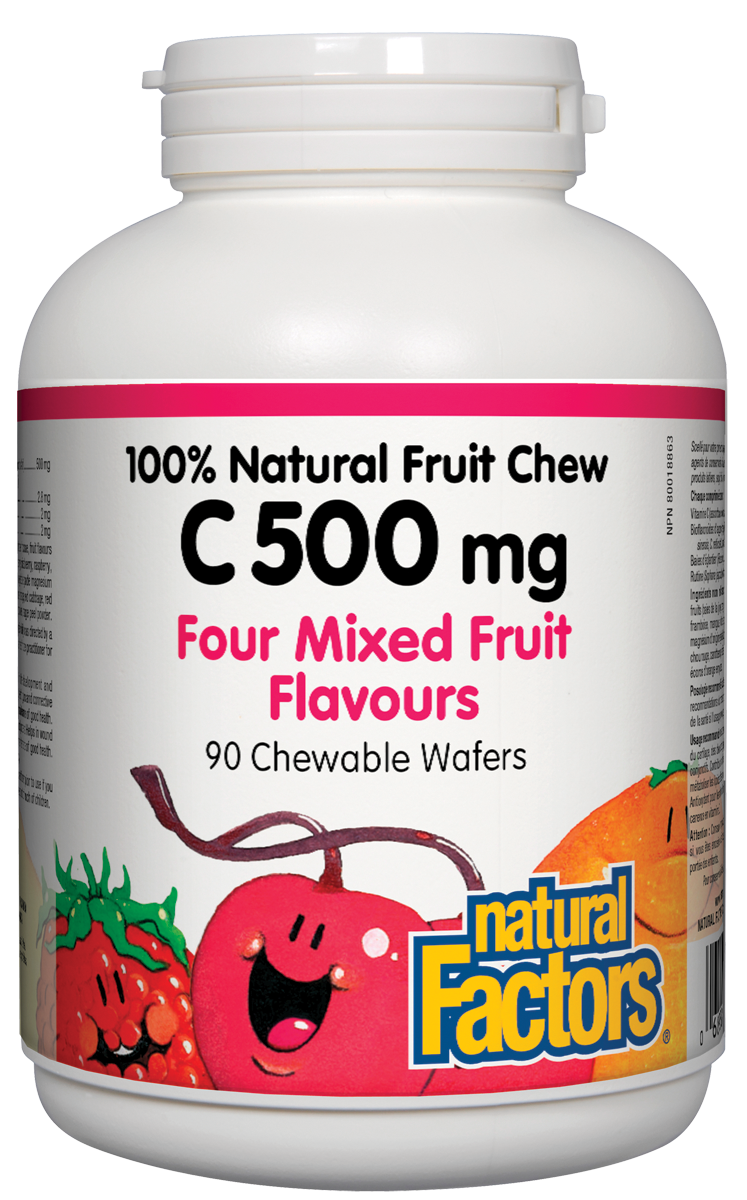 Natural Factors C Natural Fruit Chews 500 mg - Mixed Fruits (Chewable Wafers)