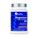 A bottle of CanPrev Magnesium + GABA & Melatonin sleep supplements with 120 vegetable capsules.