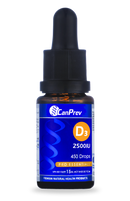 CanPrev Vitamin D3 2500 IU Drops 15 mL bottle, providing high-quality liquid vitamin D for immune support and overall health.
