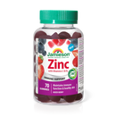 Jamieson Zinc Mixed Berry Gummies bottle with 70 gummies for immune support.
