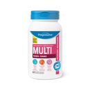 A bottle of Progressive Multivitamin Adult Women VCaps, featuring a white label with green and blue accents, containing 120 vegetable capsules for daily nutritional support.