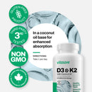 Premium Vitamin D3 and K2 capsules for daily wellness