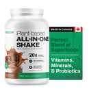Vitasave Plant-Based All-In-One Shake Chocolate 799g front label with protein, greens, and probiotics details