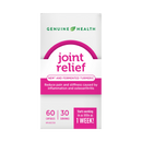 Packaging of Genuine Health Joint Relief supplement, containing 60 capsules for joint support.