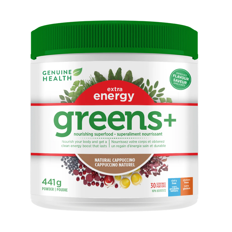 Genuine Health Greens+ Extra Energy - Natural Cappuccino (441 g)