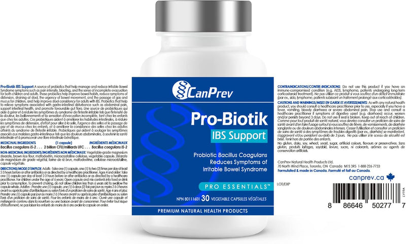 Pro-Biotik IBS Support by CanPrev on white background