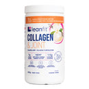 A container of Leanfit Collagen and Joint supplement in French Vanilla flavor, with product information and branding visible.
