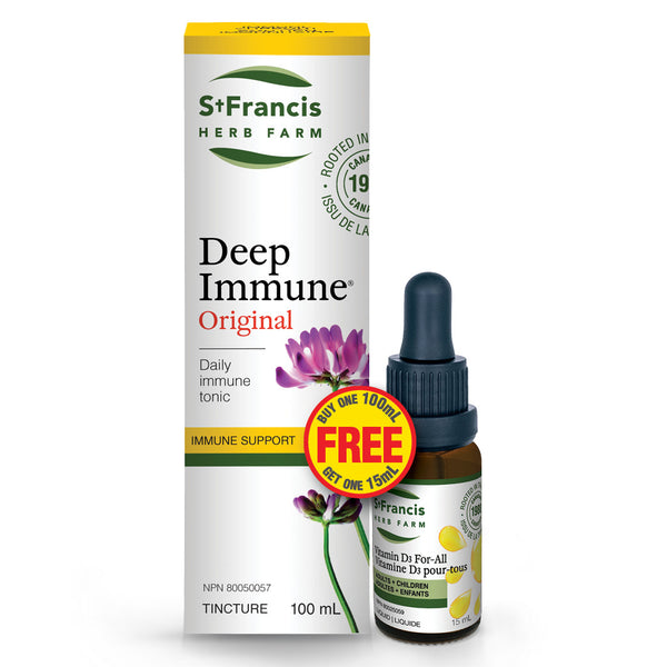 St. Francis Herb Farm Deep Immune 100 mL + Vitamin D3 15 mL Shrink Pack