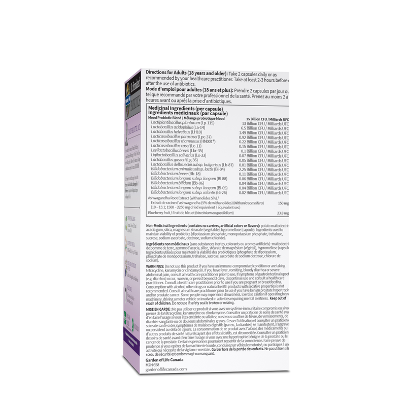 Garden of Life Dr. Formulated Probiotics Mood+ 50 Billion Shelf-Stable (60 VCaps)