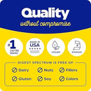 Photo of a person taking Digest Spectrum capsules with a meal, demonstrating its use for digestive support during food consumption.