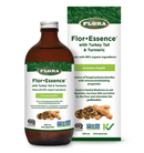 A bottle and packaging of Flora Flor-Essence with Turkey Tail & Turmeric, liquid herbal formula.