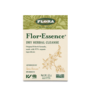 "Flora Flor-Essence Dry Herbal Tea Blend 63g box front view with herbal illustrations."