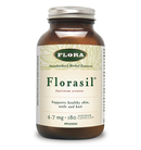 Flora Florasil 4.7 mg VCaps packaging featuring plant-based silica supplement for hair, skin, and nails.