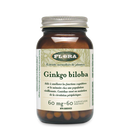 A bottle of Flora Ginkgo Biloba 60 mg dietary supplement with 60 capsules.