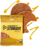Packaging of Honey Stinger Energy Waffle with a visual depiction of the waffle design and honey drizzle.