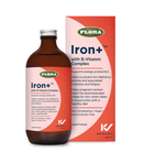Flora Iron+ with B-Vitamin Complex BONUS PACK – 445 mL and 240 mL bottles side by side, featuring vibrant herbal packaging design.