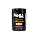 Vega Sport Sugar-Free Energizer supplement in Acai Berry flavor, shown in a sleek black and purple pouch with vibrant berry graphics.