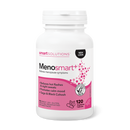 Smart Solutions Menosmart+ VCaps packaging alongside clear capsules, a natural formula aimed at boosting metabolism and aiding fat burning.