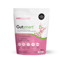 A 180-gram container of Smart Solutions Gutsmart Unflavoured supplement, featuring a clean, minimalistic label with green and white colors, emphasizing digestive health support.
