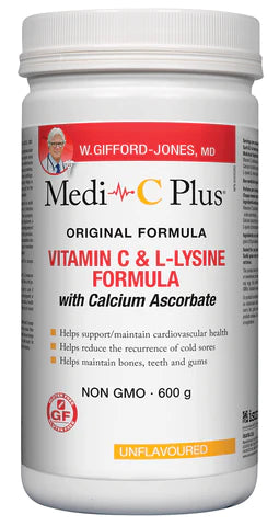 Medi-C Plus Vitamin C & L-Lysine Formula with Calcium Ascorbate - Unflavoured (600 g)