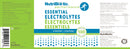 Nutribiotic Essential Electrolytes supplement with 100 VCaps, featuring a white bottle and blue-green label, formulated for replenishing key minerals lost through exercise.
