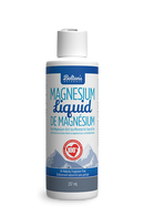 Bottle of Natural Calm Magnesium Chloride Liquid supplement, 237 mL, with a clear label displaying the brand name and product information.