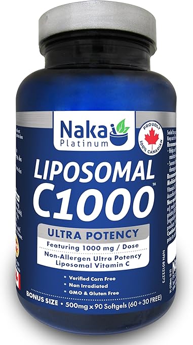 Naka Platinum - Liposomal C1000 Ultra Potency Vitamin C BONUS SIZE (500 mg)