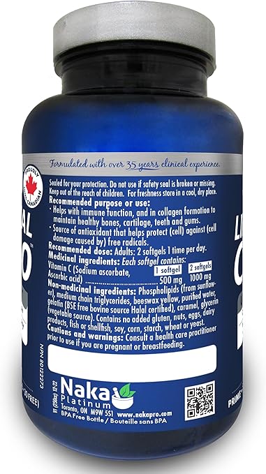 Naka Platinum - Liposomal C1000 Ultra Potency Vitamin C BONUS SIZE (500 mg)