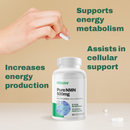 "Vitasave NMN 500 mg bottle highlighting its GMP certification and vegan-friendly formula"