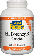 Natural Factors Hi Potency B Complex supplement bottle on a white background