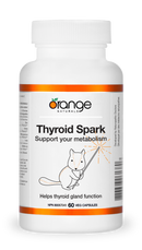 A bottle of Orange Naturals Thyroid Spark supplement with 60 VCaps designed to support thyroid function.