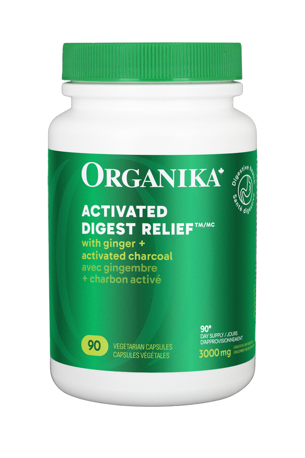 Organika Digest Relief Ginger with Activated Charcoal (90 VCaps)