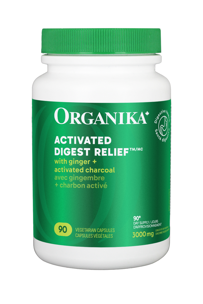 Organika Digest Relief Ginger with Activated Charcoal (90 VCaps)