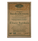 Packaging of Flora Original Swedenbitters Dry Herbal Blend, displaying the product name and weight, against a plain background.