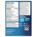 Nutrition facts label and ingredients list on a blue background