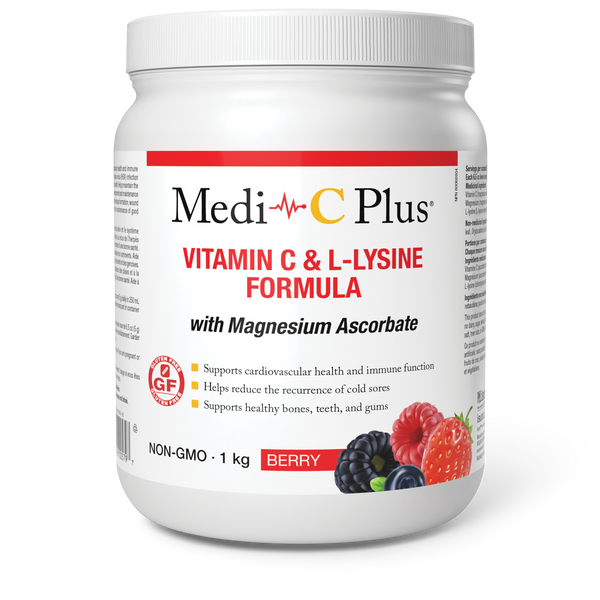 Medi-C Plus Vitamin C & L-Lysine Formula with Magnesium Ascorbate - Berry