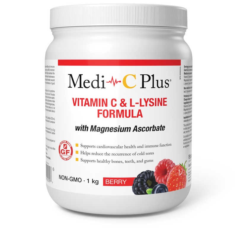 Medi-C Plus Vitamin C & L-Lysine Formula with Magnesium Ascorbate - Berry