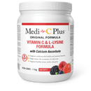 Close-up of Medi-C Plus Vitamin C & L-Lysine Formula with Calcium Ascorbate - Berry flavor, a powerful antioxidant supplement for overall wellness.