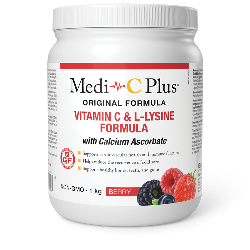 Medi-C Plus Vitamin C & L-Lysine Formula with Calcium Ascorbate - Berry