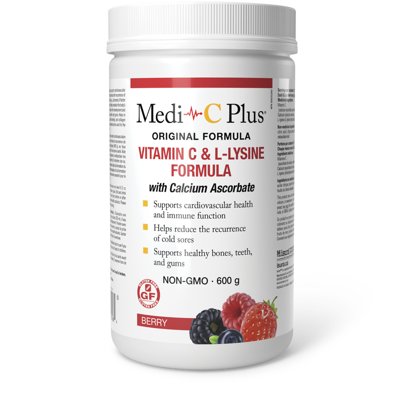 Medi-C Plus Vitamin C & L-Lysine Formula with Calcium Ascorbate - Berry