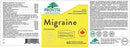Close-up of Provita Migraine supplement highlighting natural ingredients like guarana, feverfew, and white willow bark for migraine relief.