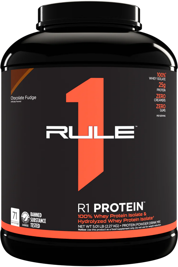 Rule One R1 Protein 100% Whey Isolate & Hydrolyzed Whey - Chocolate Fudge (5 lbs)