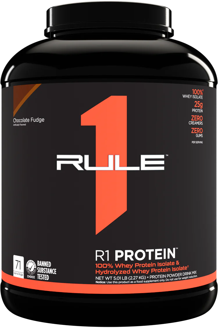 Rule One R1 Protein 100% Whey Isolate & Hydrolyzed Whey - Chocolate Fudge (5 lbs)