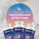 Unopened bottle of Sleep-Fx Natural Sleep Aid with 120 vegetarian capsules on white background.