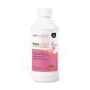 A 250 mL bottle of Smart Solutions Ironsmart dietary supplement in caramel flavor, featuring a sleek label with caramel-colored accents and branding.